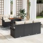 vidaXL Set da Giardino 6 Pezzi con Cuscini in Rattan Plastico Nero vidaXL Set da Giardino 6 Pezzi con Cuscini in Rattan Plastico Nero