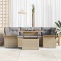 vidaXL Set Divano da Giardino 7 Pezzi con Cuscini Beige in Rattan Sintetico vidaXL Set Divano da Giardino 7 Pezzi con Cuscini Beige in Rattan Sintetico