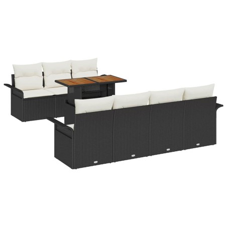 vidaXL Set di Sofà da Giardino a 8 Pezzi con Cuscini in Rattan Sintetico Nero