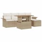 vidaXL Set di divani da giardino in 6 pezzi con cuscini beige in rattan sintetico. vidaXL Set di divani da giardino in 6 pezzi con cuscini beige in rattan sintetico.
