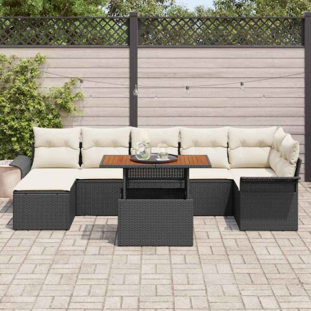 vidaXL Set da giardino 8 pezzi con cuscini in rattan nero