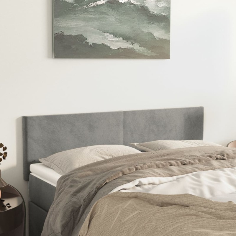 Testiere 2 pz Grigio Chiaro 72x5x78/88 cm in Velluto Testiere 2 pz Grigio Chiaro 72x5x78/88 cm in Velluto