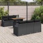 vidaXL Set Divano da Giardino da 7 Pezzi con Cuscini in Rattan Polyrattan Nero