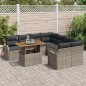 vidaXL Set da giardino di 9 pezzi di con cuscini grigi in rattan sintetico