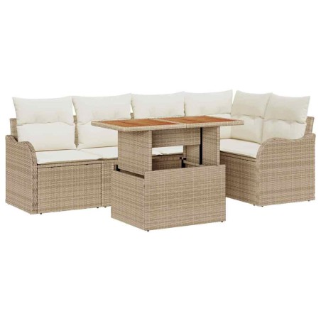 vidaXL Set di divano da giardino in 6 pezzi con cuscini beige in poly rattan