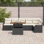 vidaXL Set di divano da giardino , 7 pezzi con cuscini neri in polyrattan.