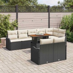 vidaXL Set da giardino di 9 pezzi con cuscini in rattan sintetico nero