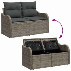 vidaXL Set da Giardino 9 Pezzi con Cuscini Grigi in Rattan Sintetico