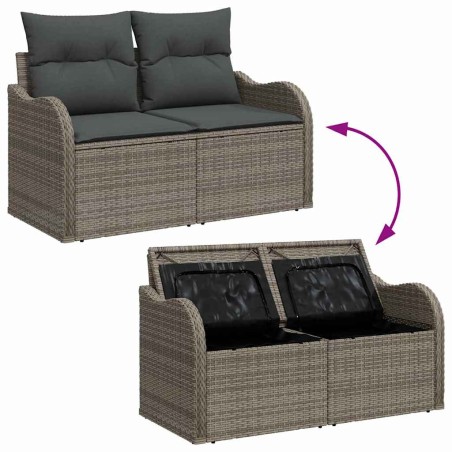 vidaXL Set da Giardino 9 Pezzi con Cuscini Grigi in Rattan Sintetico