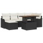 vidaXL Set divano da giardino 7 pezzi con cuscini in rattan nero