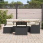 vidaXL Set divano da giardino 7 pezzi con cuscini in rattan nero