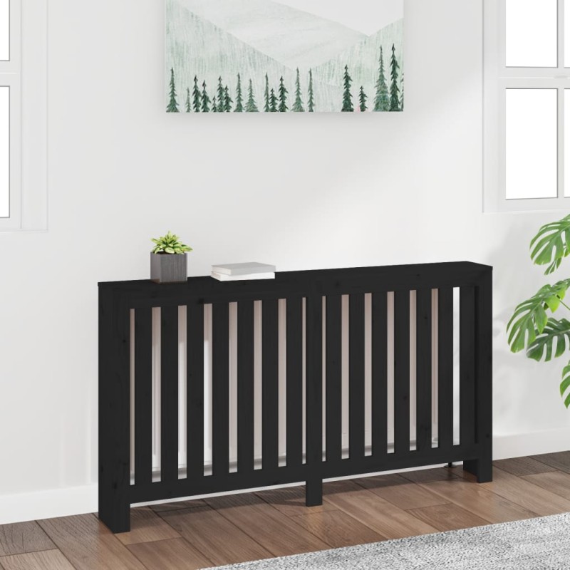Copertura Termosifone Nera 153x19x84 cm Legno Massello di Pino Copertura Termosifone Nera 153x19x84 cm Legno Massello di Pino