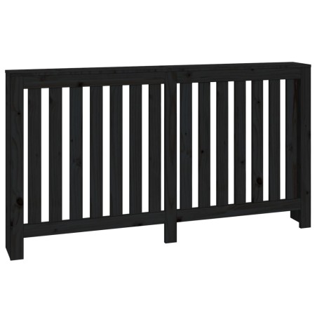 Copertura Termosifone Nera 153x19x84 cm Legno Massello di Pino