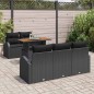 vidaXL Set di divani da giardino a 6 pezzi con cuscini neri in rattan sintetico vidaXL Set di divani da giardino a 6 pezzi con cuscini neri in rattan sintetico