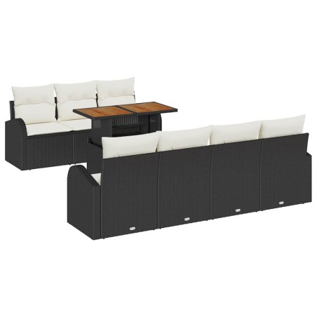 vidaXL Set di divani da giardino 8 pezzi con cuscini neri in rattan