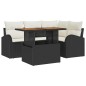 vidaXL Set Divano da Giardino a 5 Pezzi con Cuscini Neri in Poly Rattan vidaXL Set Divano da Giardino a 5 Pezzi con Cuscini Neri in Poly Rattan