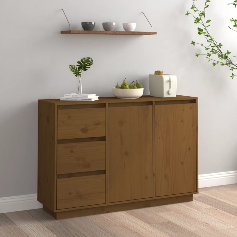 Credenza Marrone Miele 111x34x75 cm in Legno Massello di Pino Credenza Marrone Miele 111x34x75 cm in Legno Massello di Pino