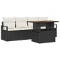 vidaXL Set da giardino 5 pezzi con cuscini in rattan polietilene nero.