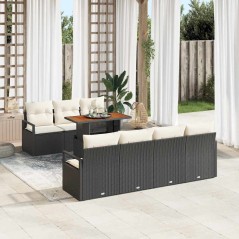 vidaXL Set da Giardino da 8 Pezzi con Cuscini Neri in Rattan Sintetico