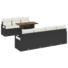 vidaXL Set da Giardino da 8 Pezzi con Cuscini Neri in Rattan Sintetico