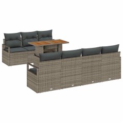 vidaXL Set da Giardino 8 Pezzi con Cuscini Grigi in Rattan Sintetico