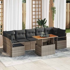 vidaXL Set di divani da giardino da 8 pezzi con cuscini grigi in rattan sintetico