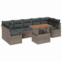 vidaXL Set di divani da giardino da 8 pezzi con cuscini grigi in rattan sintetico