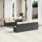 vidaXL Set di divano da giardino in 9 pezzi con cuscini neri in rattan sintetico vidaXL Set di divano da giardino in 9 pezzi con cuscini neri in rattan sintetico