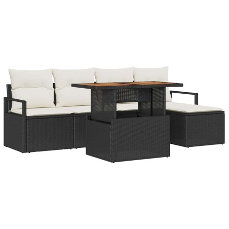 vidaXL Set di divani da giardino a 6 pezzi con cuscini in polyrattan nero