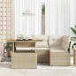 vidaXL Set giardino 5 pezzi con cuscini in rattan polietilene beige