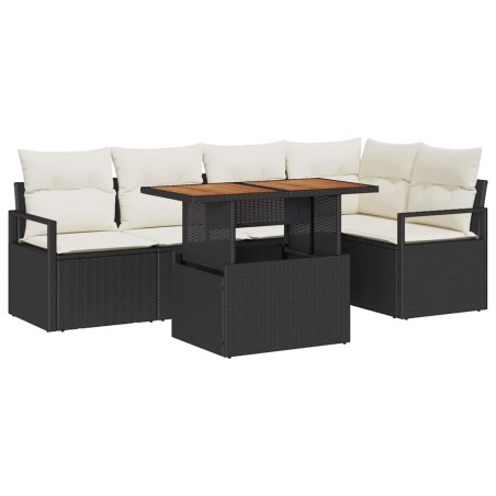 vidaXL Set di divani da giardino 6 pezzi con cuscini neri in rattan sintetico