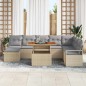 vidaXL Set di divani da giardino da 9 pezzi con cuscini in rattan poly beige vidaXL Set di divani da giardino da 9 pezzi con cuscini in rattan poly beige