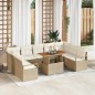 vidaXL Set di divano da giardino a 10 pezzi con cuscini beige in polirattan vidaXL Set di divano da giardino a 10 pezzi con cuscini beige in polirattan