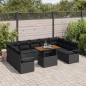 vidaXL Set da Giardino 10 Pezzi con Cuscini in Rattan Sintetico Nero vidaXL Set da Giardino 10 Pezzi con Cuscini in Rattan Sintetico Nero