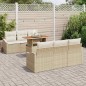 vidaXL Set di divano da giardino 7 pezzi con cuscini in polirattan beige