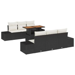 vidaXL Set da giardino di divani 7 pezzi con cuscini in rattan sintetico nero