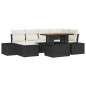 vidaXL Set Divano da Giardino 7 Pezzi con Cuscini Neri in Rattan Sintetico