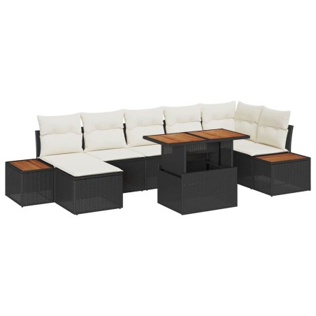 vidaXL Set da giardino di 8 pezzi con cuscini in rattan nero