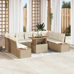 vidaXL Set di divani da giardino 6 pezzi con cuscini beige in rattan sintetico