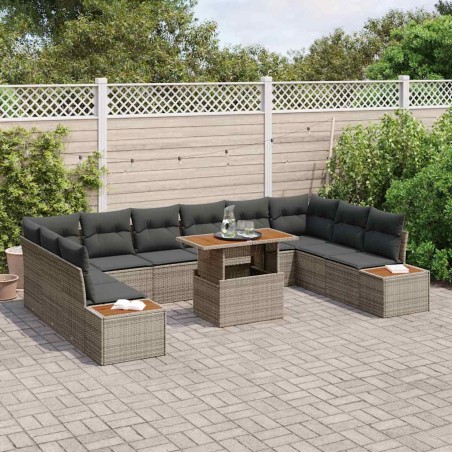 vidaXL Set di Sofà da Giardino 11 Pezzi con Cuscini Grigi in Rattan Plastico