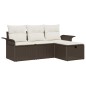 vidaXL Set di divani da giardino 4 pezzi con cuscini in polyrattan marrone vidaXL Set di divani da giardino 4 pezzi con cuscini in polyrattan marrone