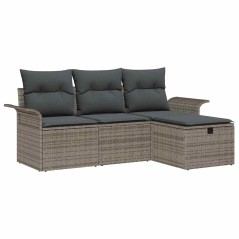 vidaXL Set di Divani da Giardino a 4 Pezzi con Cuscini Grigi in Rattan Sintetico