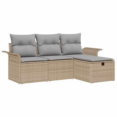 vidaXL Set Divano da Giardino 4 Pezzi con Cuscini Beige in Rattan Sintetico