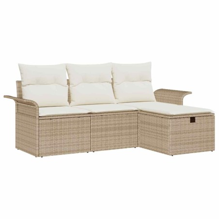 vidaXL Set da Giardino 4 Pezzi con Cuscini Beige in Polyrattan