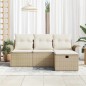 vidaXL Set da Giardino 4 Pezzi con Cuscini Beige in Polyrattan
