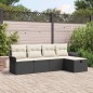 vidaXL Set divano da giardino 5 pezzi con cuscini in polirattan nero vidaXL Set divano da giardino 5 pezzi con cuscini in polirattan nero