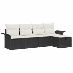 vidaXL Set divano da giardino 5 pezzi con cuscini in polirattan nero