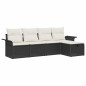 vidaXL Set divano da giardino 5 pezzi con cuscini in polirattan nero vidaXL Set divano da giardino 5 pezzi con cuscini in polirattan nero
