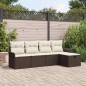 vidaXL Set da giardino di divani 5 pezzi con cuscini, rattan sintetico marrone vidaXL Set da giardino di divani 5 pezzi con cuscini, rattan sintetico marrone