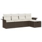 vidaXL Set da giardino di divani 5 pezzi con cuscini, rattan sintetico marrone vidaXL Set da giardino di divani 5 pezzi con cuscini, rattan sintetico marrone